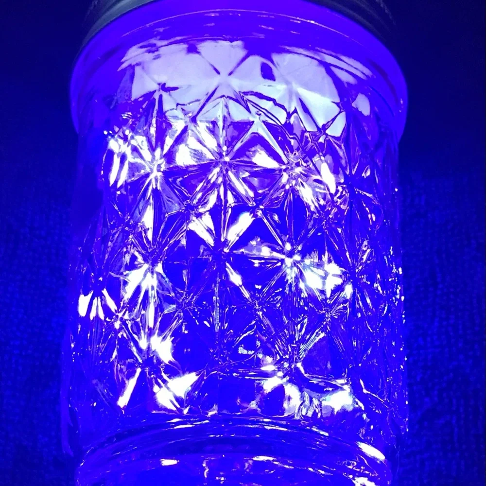 PURPLE 1/2 PINT MASON JAR w/ LED FAIRY-LIGHTS/HANDMADE - Picture 7 of 13